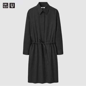 Uniqlo Black Shirt Dress with Drawstring Waist